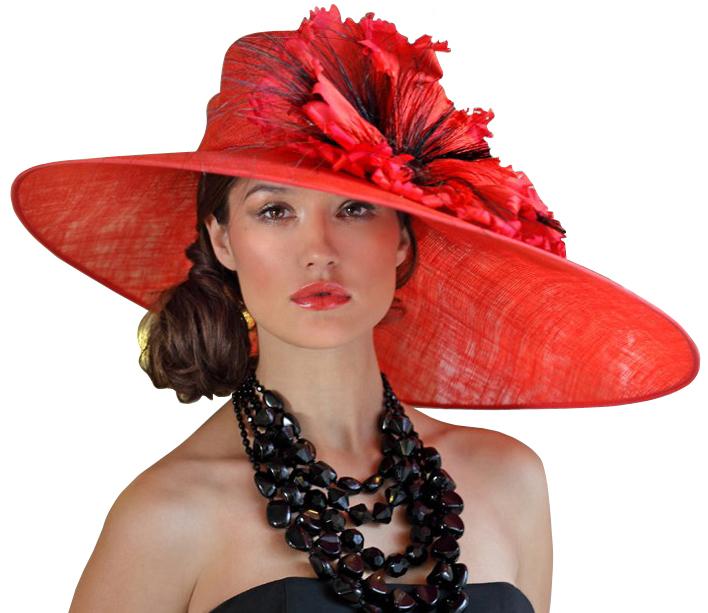 Lady wearing a stylish red hat